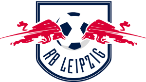 RB Leipzig club crest featuring a soccer ball with two red bulls charging across the front and 'RB LEIPZIG' text.